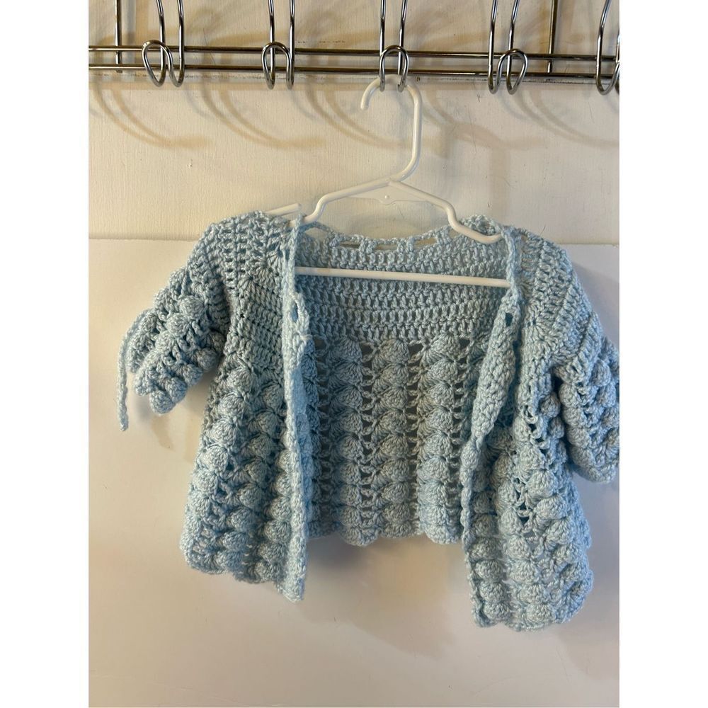 Handmade crochet infant sweater blue new‎